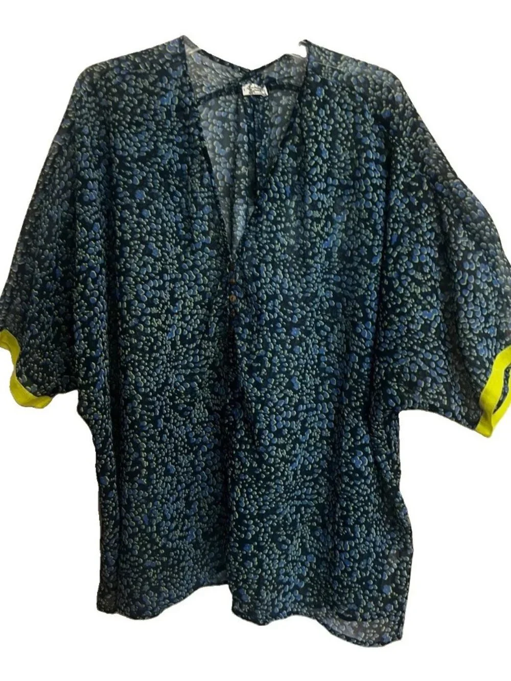 NWT FREE PEOPLE Sz M SLEEPIN IN PRINTED SLEEP SHIRT Swim Cover Up.   V